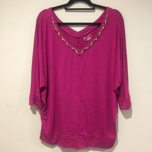 🎂 Lane Bryant Jeweled V-Neck Top Size 22/24